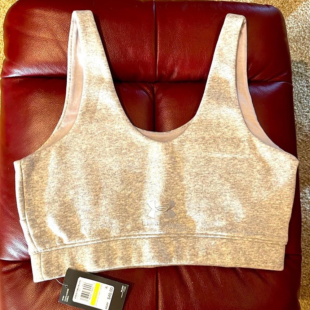 Under Armour 1377523 011 Women’s sz M grey essential Fleece playback crop Tank
